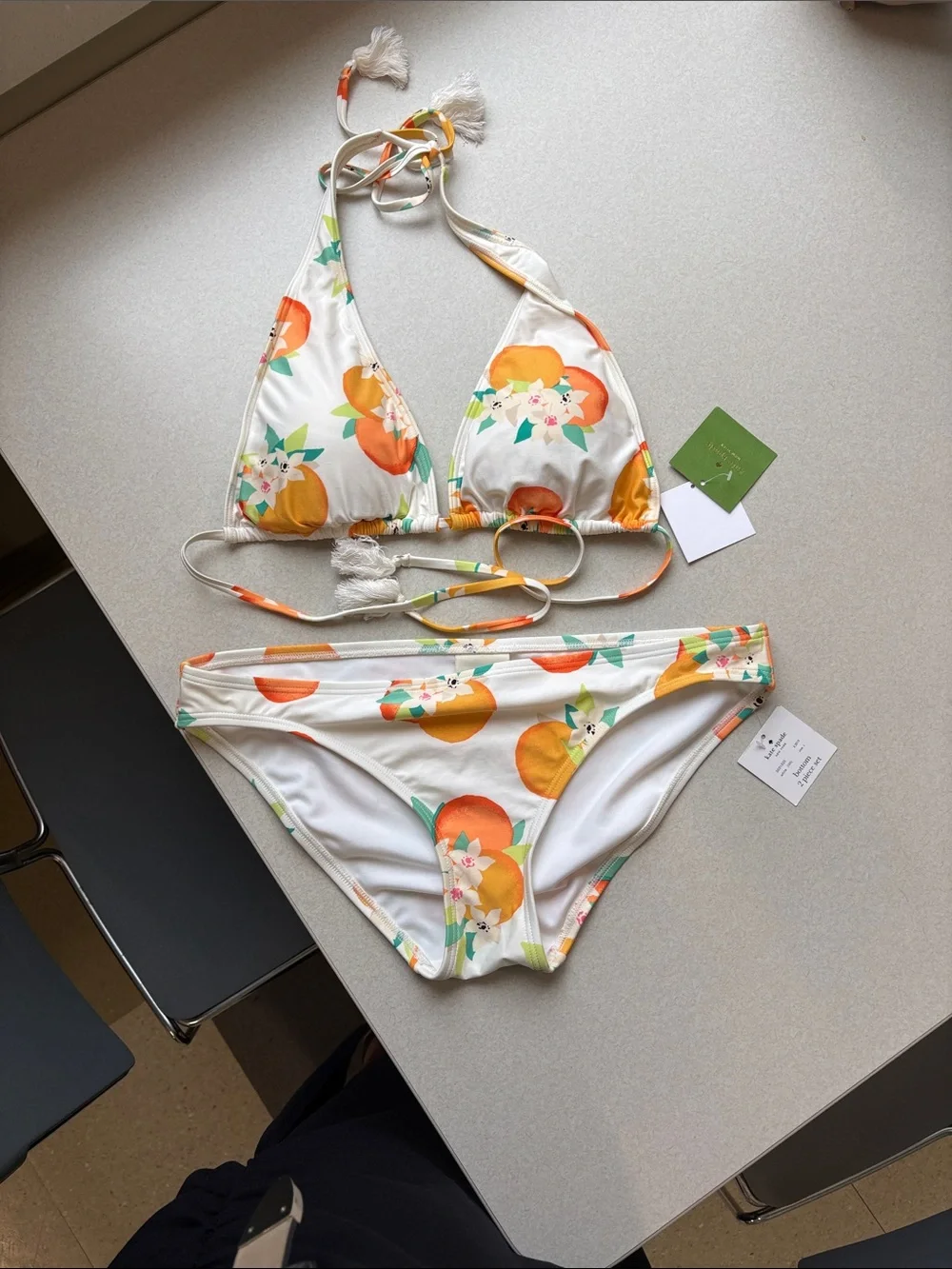kate spade Cream Floral Bikini with Orange Accents